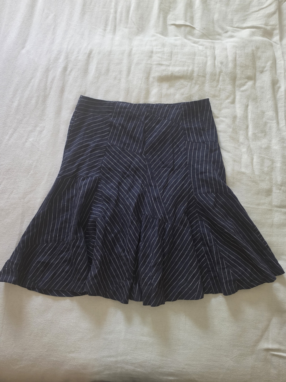 Y2k Lauren Jean Company By Ralph Lauren Navy Pinstripe A-Line Flare Skirt